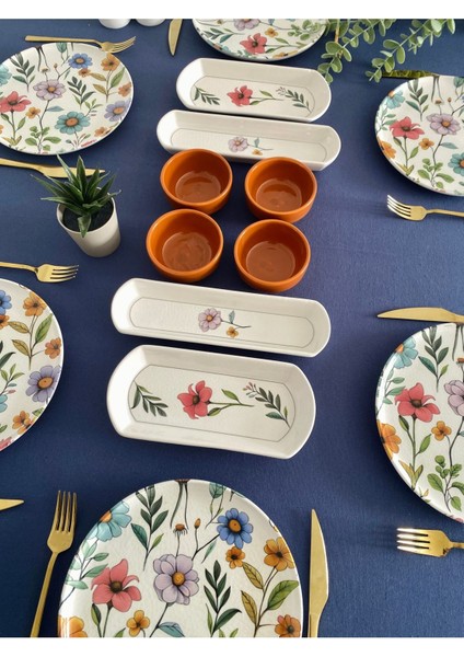 Flora Model 6 Kişilik 14 Parça Kahvaltı Takımı (Kahve)
