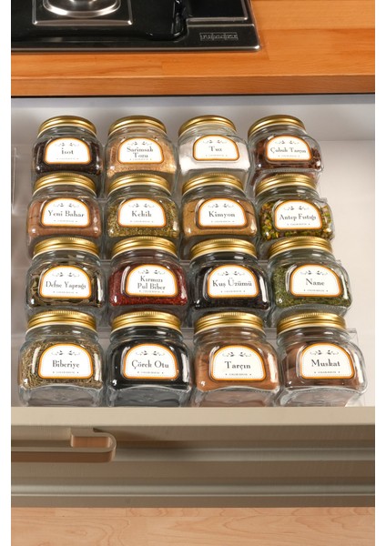 8 Adet 300ML Paşabahçe Baharatlık Kavanoz ve 2 Adet Düzenleyici Pleksi Stant modelleri