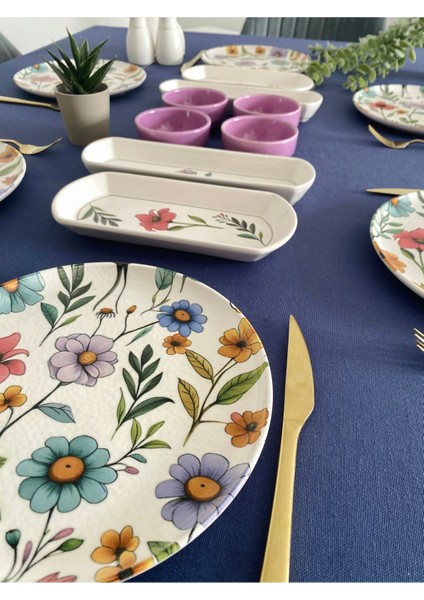 Flora Model 6 Kişilik 14 Parça Kahvaltı Takımı (Mor)