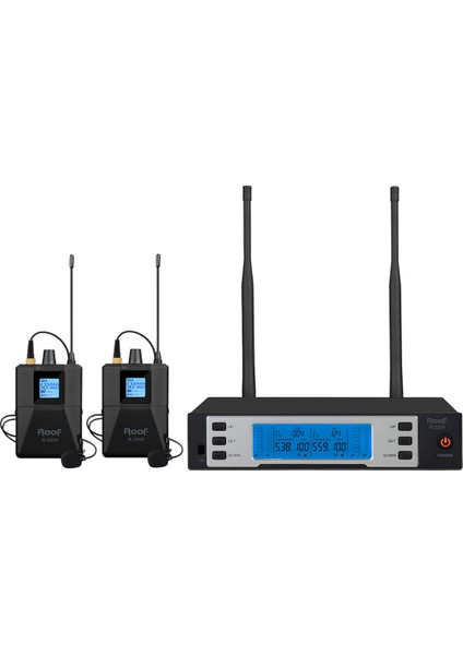 Roof R-2200 Uhf 2 Yaka Kablosuz Telsiz Mikrofon Seti Kablosuz Yaka Mikrofonu