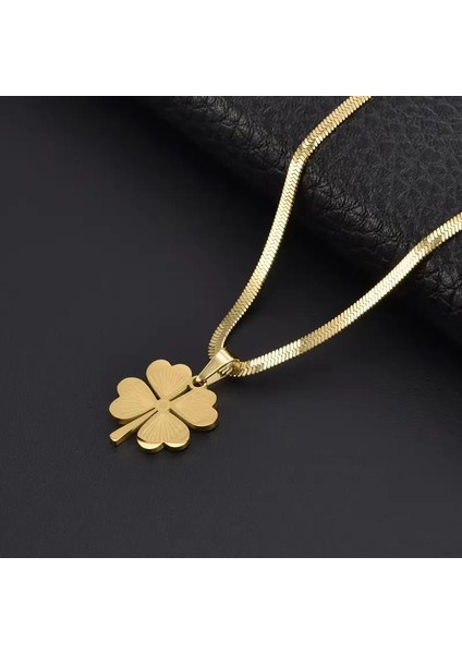 Dört Yapraklı Yonca Kolye, 18K Altın Kaplama, Paslanmaz Çelik, Şık Vintage Esintili fiyatları