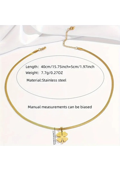 Dört Yapraklı Yonca Kolye, 18K Altın Kaplama, Paslanmaz Çelik, Şık Vintage Esintili modelleri
