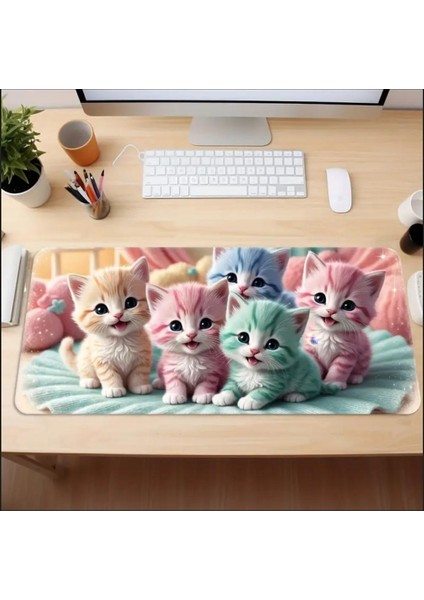 70X30 cm Renkli Kediler Temalı Kaydırmaz Taban Speed Yüzey Oyuncu Mouse Pad Gaming fırsatları