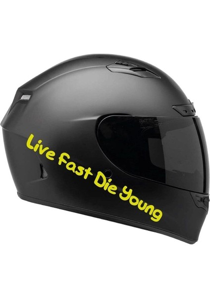 Tek Renk Live Fast Die Young (Live Fast Die Young Helmet Stickers) Kask Sticker Etiket Modeli