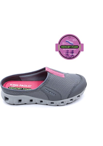 K5204 Memory Foam Burnu Kapalı Gri Kadın Sabo Terlik