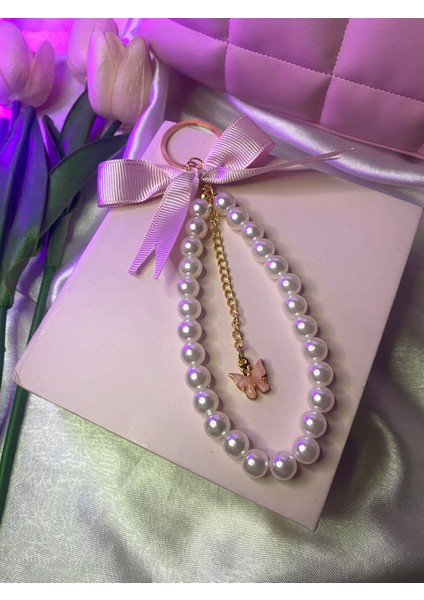 El Yapımı Fiyonk Detaylı Anahtarlık/çanta Süüs İncili Şıkır Şıkır Anahtarlık Hediyelik