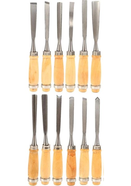 12 Adet Ahşap Oyma Tornası Ahşap Sanat Oyma Bıçakları 12'li Set