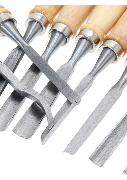 12 Adet Ahşap Oyma Tornası Ahşap Sanat Oyma Bıçakları 12'li Set