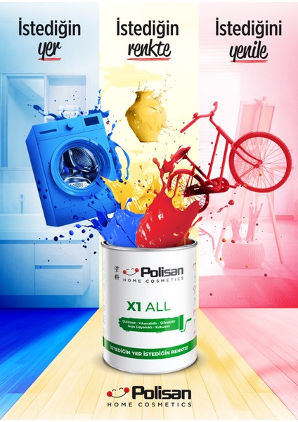 X1 All Tüm Zeminler Için Yıkanabilen Silinebilen Kokusuz Boya 0.75 Lt 4535 Gül Yaprağı