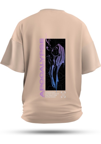 T-Shirt,Ash Utopia Sırt Baskılı,Regular, Pamuk,Krem T-Shirt No:00706