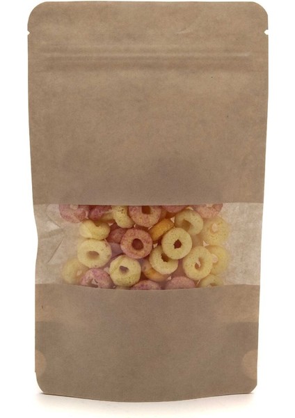 Pencereli Kraft Kilitli Doypack Ambalaj 16 x 27 + 4 cm. 500 Gr. -1000 Adet