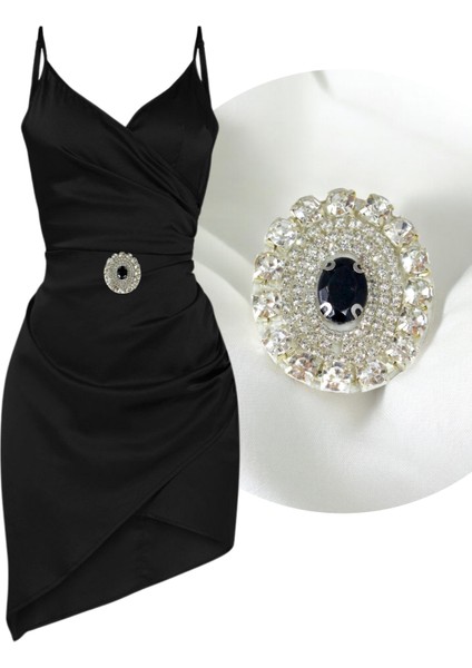 Yapıştırma Siyah Taşlı Aksesuar