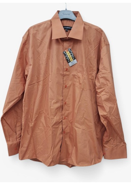 LagestaLAGESTA TURUNCU BÜYÜK BEDEN XL - 2XL TURUNCU / KİREMİT RENK PAMUKLU KLASİK SERT YAKA GÖMLEK