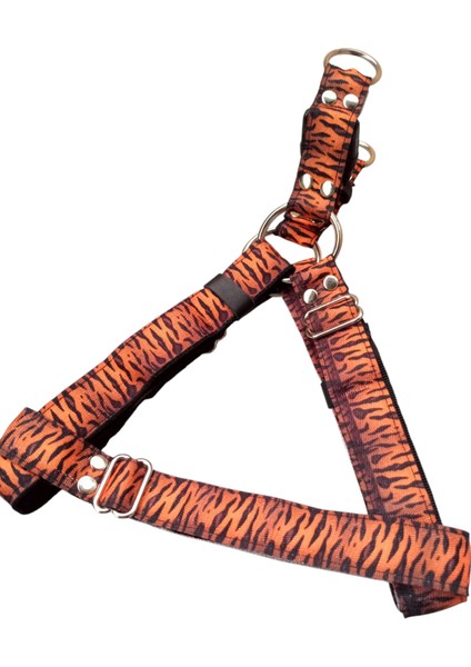 Köpek göğüs tasması orta ırk kaplan desenli kolon göğüs ölçüsü:50-85cm ayarlamalı dog harness GT4-2