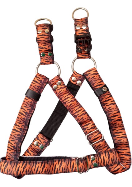 Köpek göğüs tasması orta ırk kaplan desenli kolon göğüs ölçüsü:50-85cm ayarlamalı dog harness GT4-2