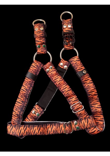 Köpek göğüs tasması orta ırk kaplan desenli kolon göğüs ölçüsü:50-85cm ayarlamalı dog harness GT4-2