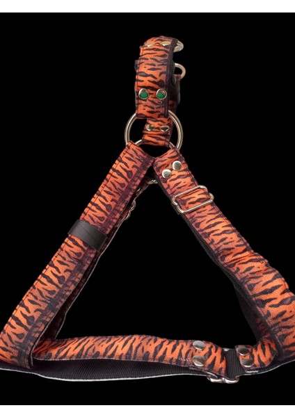 Köpek göğüs tasması orta ırk kaplan desenli kolon göğüs ölçüsü:50-85cm ayarlamalı dog harness GT4-2