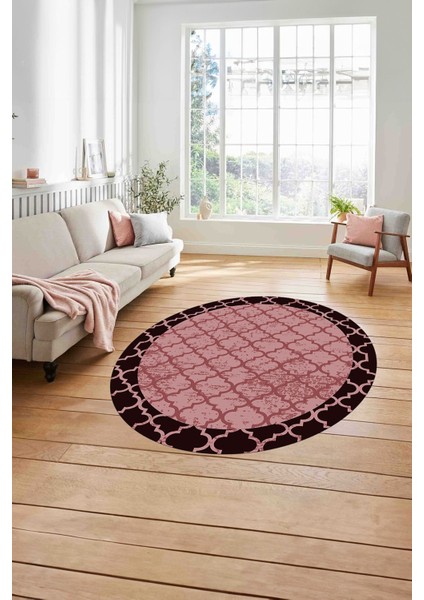 Çerçeveli Kupa Modelli Yıkanabilir Kaymaz Yuvarlak Salon Halısı, Çerçeveli-Y-74-Bordo, modelleri
