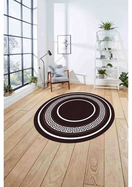 Çerçeveli Kenar Desenli Yıkanabilir Kaymaz Yuvarlak Salon Halısı, Çerçeveli-Y-92-Bordo, fırsatları
