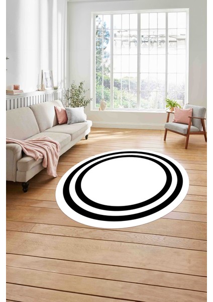 Çerçeveli Kenar Çizgi Motifli Yıkanabilir Kaymaz Yuvarlak Salon Halısı, Çerçeveli-Y-52-Beyaz, modelleri