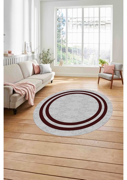 Çerçeveli Kenar Çizgi Desenli Yıkanabilir Kaymaz Yuvarlak Salon Halısı, Çerçeveli-Y-56-Bordo, modelleri