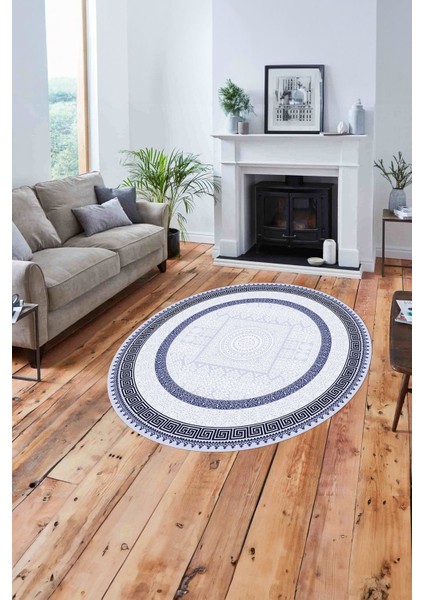 Çerçeveli Vektörel Klasik Model Yıkanabilir Kaymaz Yuvarlak Salon Halısı,çerçeveli-Y-93-Lacivert, fiyatları