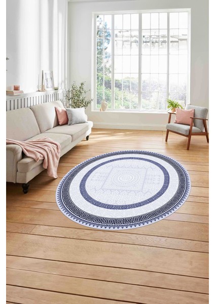 Çerçeveli Vektörel Klasik Model Yıkanabilir Kaymaz Yuvarlak Salon Halısı,çerçeveli-Y-93-Lacivert, modelleri
