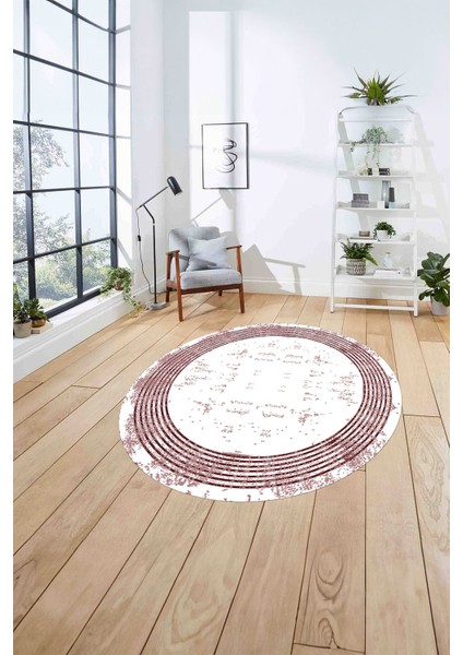Çerçeveli Dijital Baskılı Yıkanabilir Kaymaz Yuvarlak Salon Halısı, Çerçeveli-Y-70-Bordo, fırsatları