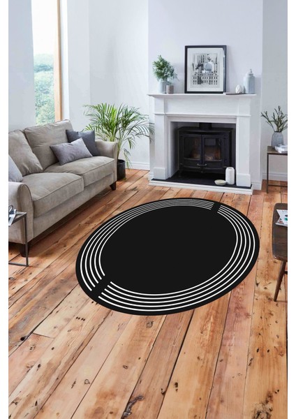 Çerçeveli Düz Çizgi Desenli Yıkanabilir Kaymaz Yuvarlak Salon Halısı, ÇERÇEVELİ-Y-102-ANTRASİT, fiyatları