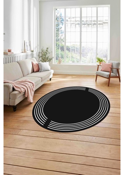 Çerçeveli Düz Çizgi Desenli Yıkanabilir Kaymaz Yuvarlak Salon Halısı, ÇERÇEVELİ-Y-102-ANTRASİT, modelleri