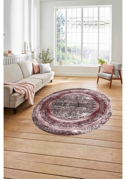 Çerçeveli Modern Sade Baskılı Yıkanabilir Kaymaz Yuvarlak Salon Halısı, ÇERÇEVELİ-Y-119-BORDO, modelleri