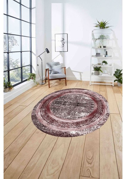 Çerçeveli Modern Sade Baskılı Yıkanabilir Kaymaz Yuvarlak Salon Halısı, ÇERÇEVELİ-Y-119-BORDO, fırsatları