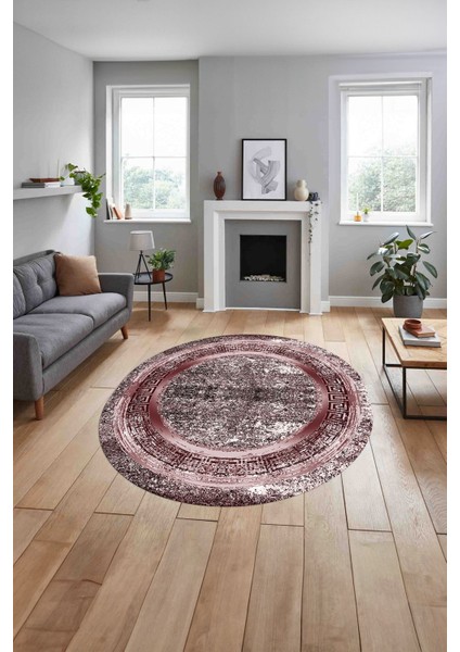Çerçeveli Modern Sade Baskılı Yıkanabilir Kaymaz Yuvarlak Salon Halısı, ÇERÇEVELİ-Y-119-BORDO, indirimleri