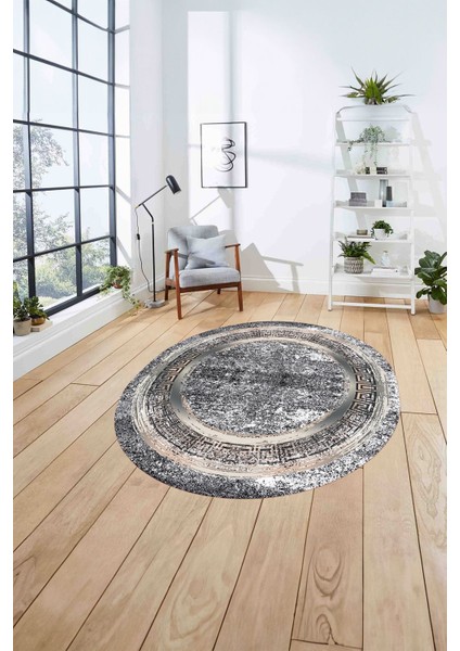 Çerçeveli Modern Sade Baskılı Yıkanabilir Kaymaz Yuvarlak Salon Halısı, ÇERÇEVELİ-Y-119-RENKLİ, fırsatları
