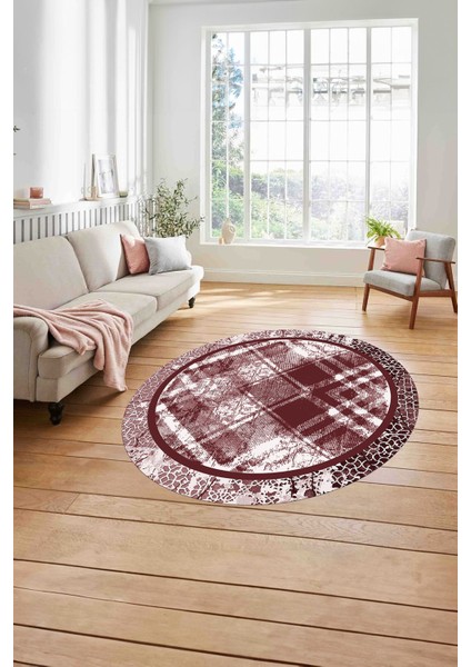 Çerçeveli Otantik Desen Yıkanabilir Kaymaz Yuvarlak Salon Halısı, ÇERÇEVELİ-Y-121-BORDO, modelleri