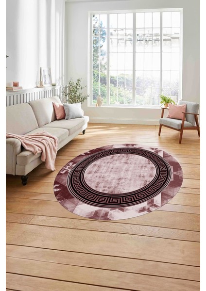 Çerçeveli Modern Klasik Baskılı Yıkanabilir Kaymaz Yuvarlak Salon Halısı, ÇERÇEVELİ-Y-109-BORDO, modelleri