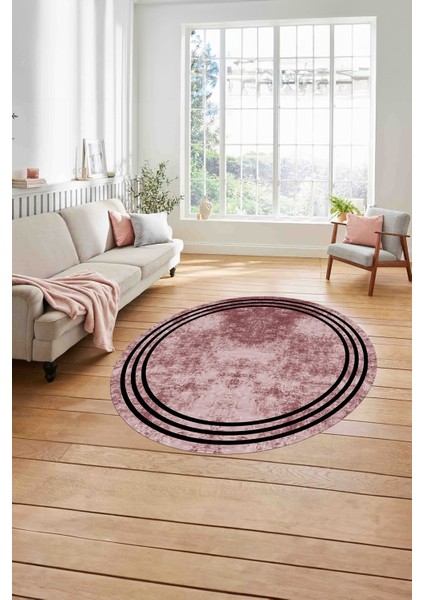 Çerçeveli Kenar Çizgi Motifli Yıkanabilir Kaymaz Yuvarlak Salon Halısı, Çerçeveli-Y-61-Bordo, modelleri
