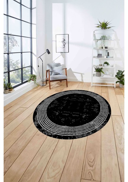 Çerçeveli Dijital Baskılı Yıkanabilir Kaymaz Yuvarlak Salon Halısı, Çerçeveli-Y-70-Siyah, fırsatları