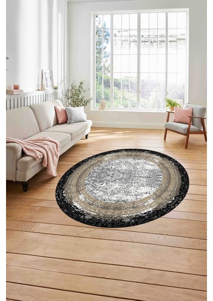 Çerçeveli Klasik Modern Yıkanabilir Kaymaz Yuvarlak Salon Halısı, ÇERÇEVELİ-Y-127-BEJ, modelleri