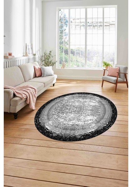 Çerçeveli Klasik Modern Yıkanabilir Kaymaz Yuvarlak Salon Halısı, ÇERÇEVELİ-Y-127-GRİ, modelleri