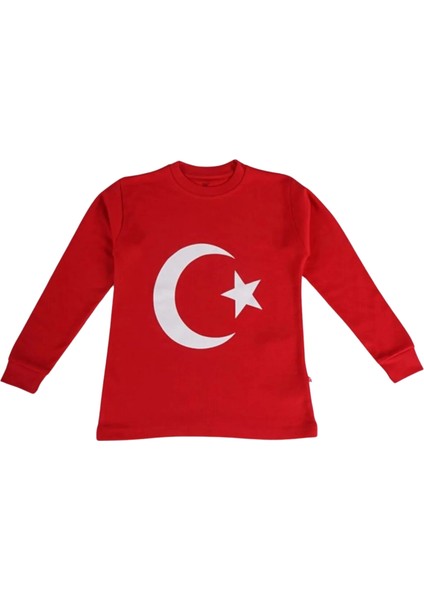 Ay-Yıldız Baskılı Uzun Kollu Tshırt