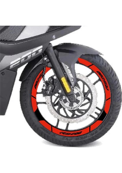 Neon Turuncu Bajaj Pulsar RS200 Geniş Jant Sticker Etiket Modeli