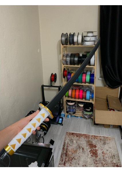 Modellio3D Katlanabilir Katana - Zenitsu Temalı Oyuncak (Demon Slayer)