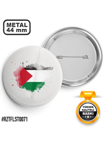 Filistin Bayrak Damla İğneli Rozet 44 mm