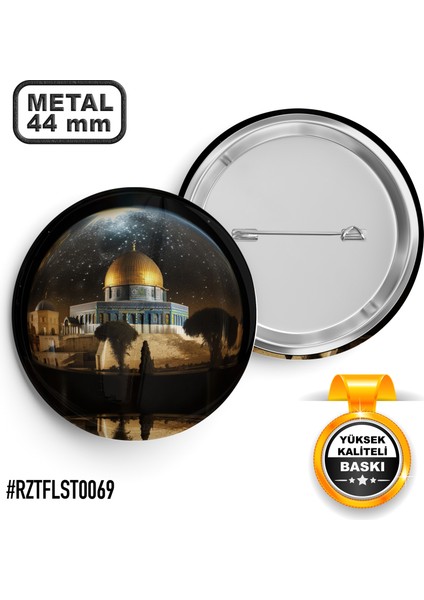 Mescid-İ Aksa Gece İğneli Rozet 44 mm