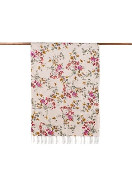 Çiçek Tacı Desen Ipek Şal 6001-KREM Kırmızı fiyatları