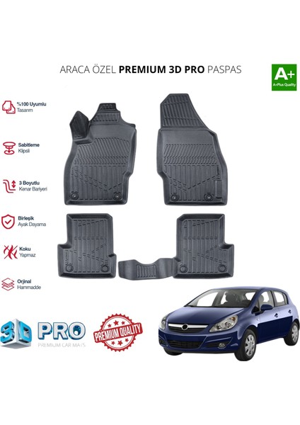 Corsa D Araca Özel 3D Paspas 2006 2007 2008 2009 2010 2011 2012 2013 2014