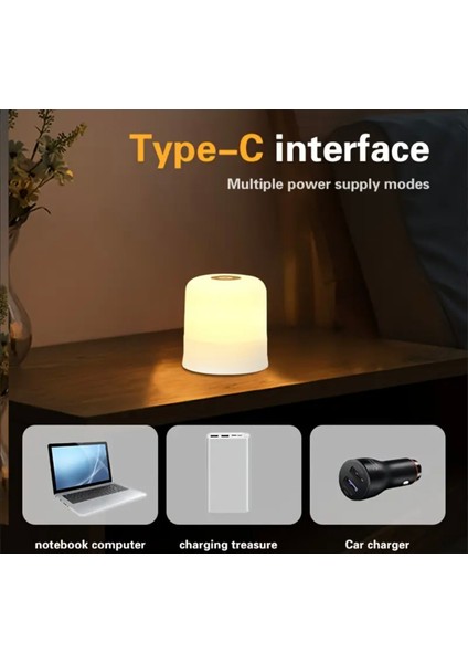 3 Renkli Ayarlanabilir Şarjlı Dokunmatik Kontrollü LED Gece Lambası, USB ile Çalışır