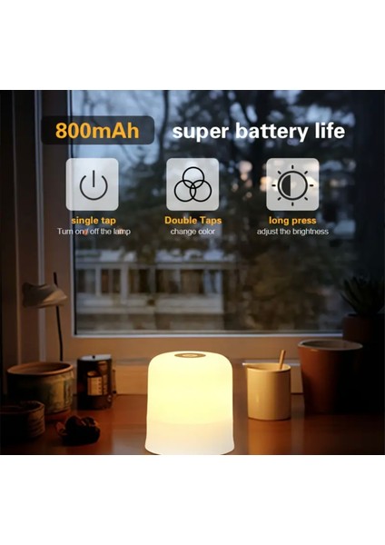 3 Renkli Ayarlanabilir Şarjlı Dokunmatik Kontrollü LED Gece Lambası, USB ile Çalışır