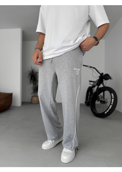 Gri New York Nakışlı Stoper Paça Eşofman PM-015 modelleri